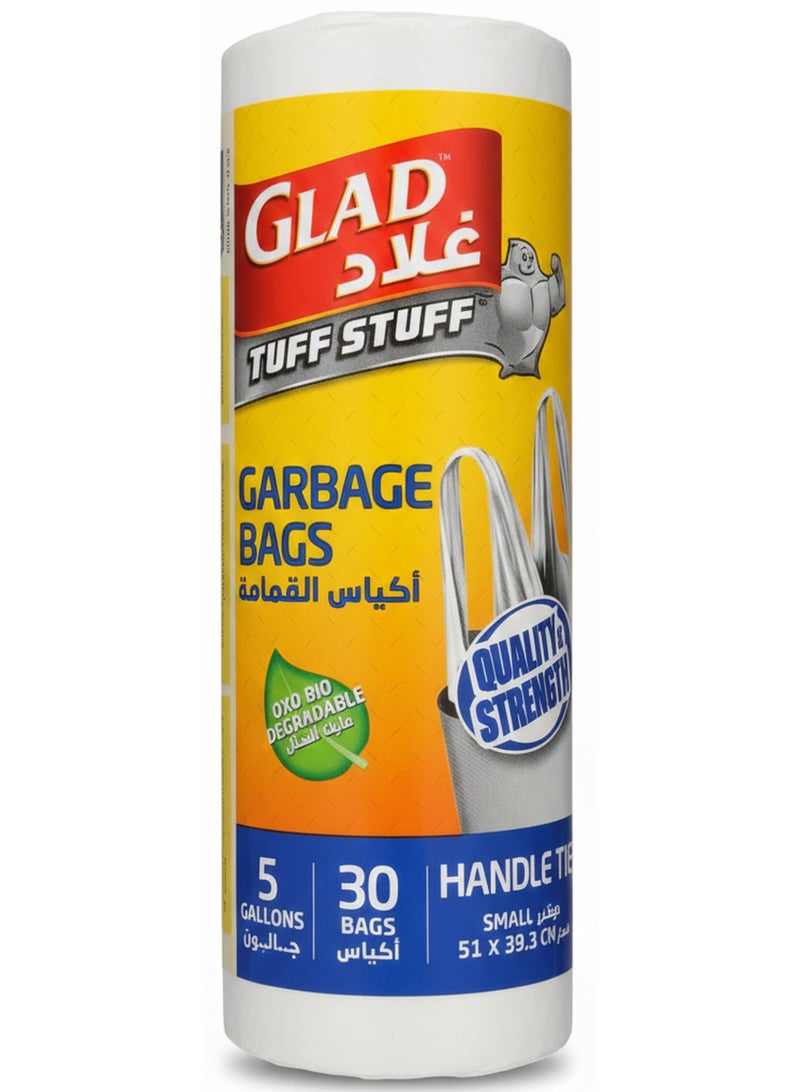 Tuff Stuff Garbage Bag Small Handle Tie 5 Gallons Size 30Bags 51 X 39.5 Cm